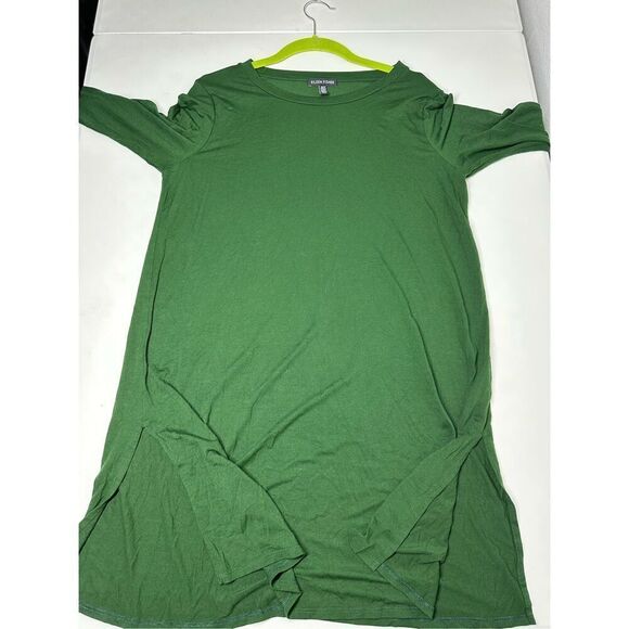 Eileen Fisher Hemlock Roundneck Tunic Dress Size M Green Long-Sleeve Mistletoe - Picture 5 of 10
